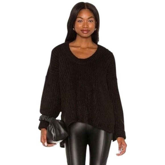 FREE PEOPLE Blue Bell Oversized Sweater Soft Knit - Medium Black NWT - Picture 1 of 4